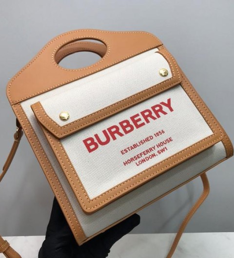 레플리카 버버리 트라이톤 코튼 캔버스 레더 포켓백 미니