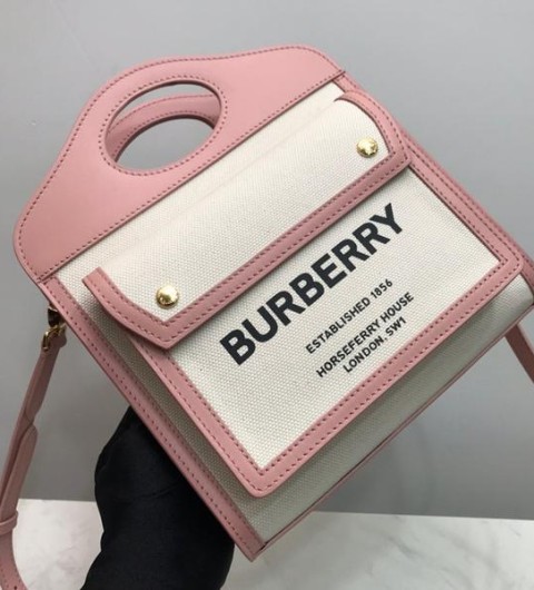 레플리카 버버리 트라이톤 코튼 캔버스 레더 포켓백 미니