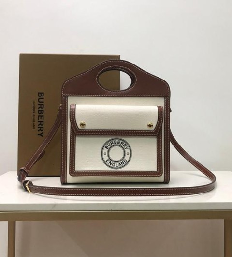 레플리카 버버리 트라이톤 코튼 캔버스 레더 포켓백 미니