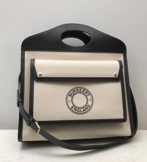 레플리카 버버리 트라이톤 코튼 캔버스 레더 포켓백 미디움