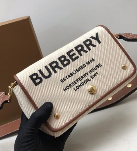 레플리카 버버리 호스페리 프린트 코튼 캔버스 크로스바디백