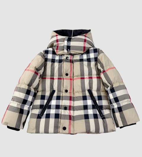 레플리카 버버리 키즈 체크 숏 푸퍼 재킷 패딩 베이지 CMD팩토리