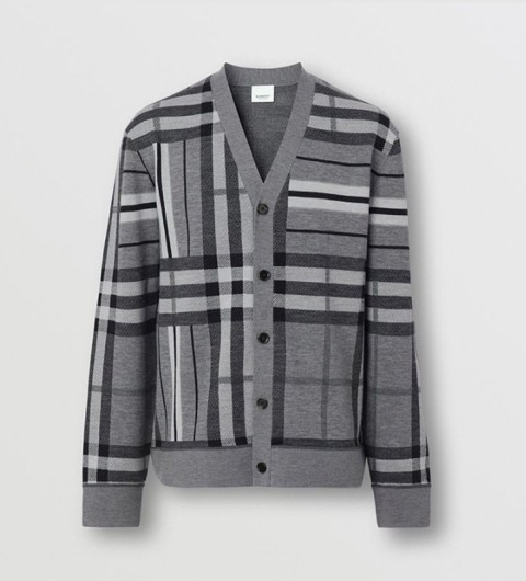 레플리카 버버리 체크 스트라이프 울 자카드 가디건 CMD팩토리