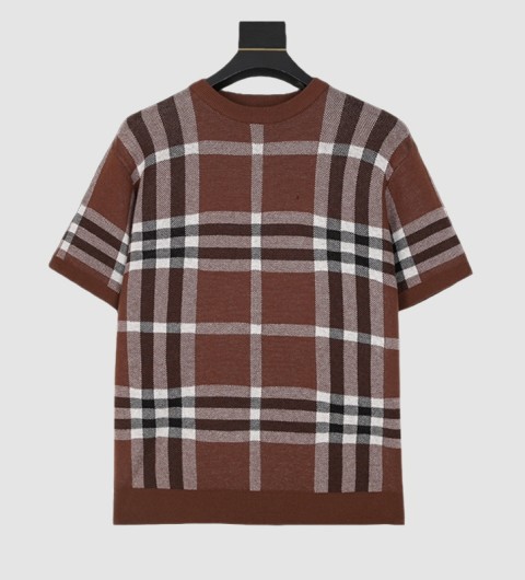레플리카 버버리 체크 반팔 니트 브라운 TOP팩토리