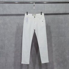 레플리카 구찌 꿀벌 로고 패치 화이트 데님 팬츠 AT팩토리