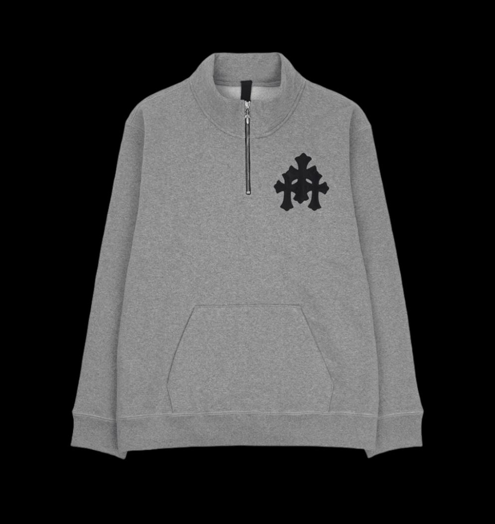 크롬하츠 크로스 레더 패치 하프 집 풀오버 VAL팩토리